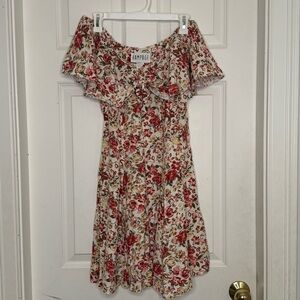 Vintage Rampage 90s Floral Ruffle Off The Shoulder Size 11 Pink